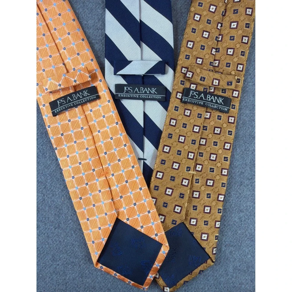 Jos. A. Bank Necktie Set of 3 100% Silk Multi‎ Color Silk Striped Geometric